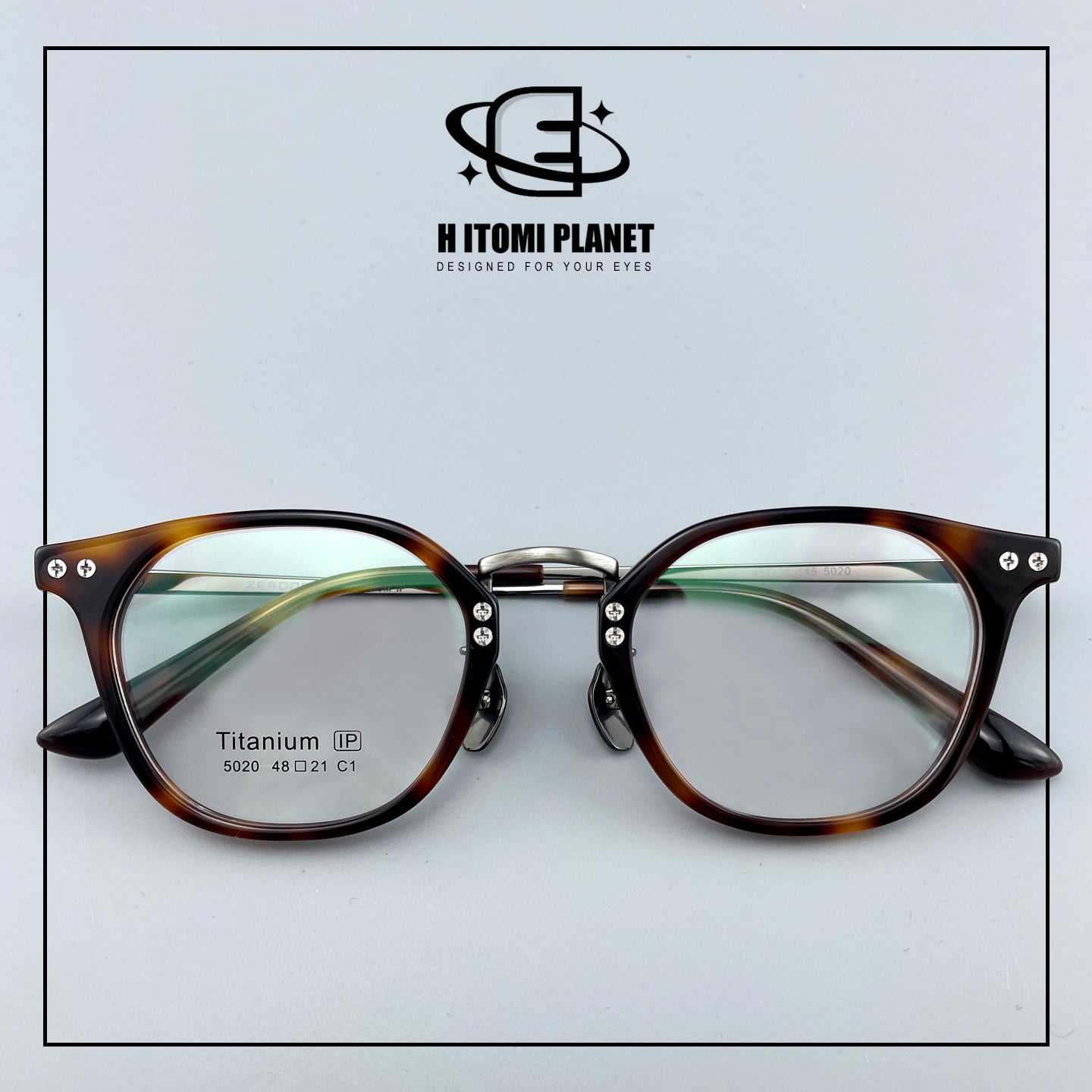 Vintage Small Frame Acetate Glasses with Titanium Temples | Retro Round Optical Eyeglass Frame for High Prescription EO-5020