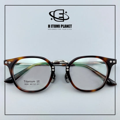 Vintage Small Frame Acetate Glasses with Titanium Temples | Retro Round Optical Eyeglass Frame for High Prescription EO-5020