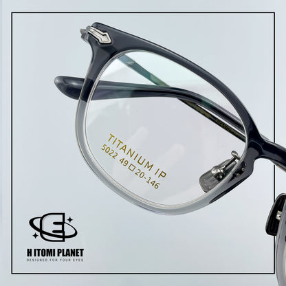 Vintage Panto Titanium & Acetate Eyeglasses | Designer Pear Shape Optical Frame for High Prescription Lenses EO-5022
