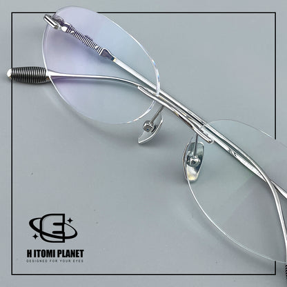 Old Money Style Pure Titanium Oval Rimless Glasses | Designer Minimalist Optical Frame for Prescription & Photochromic Lenses EO-890