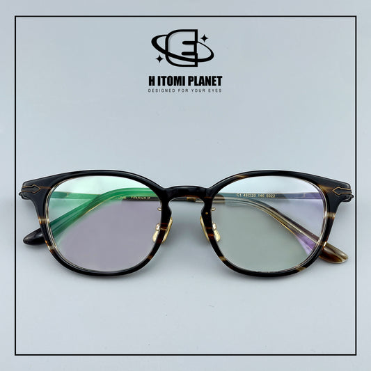 Vintage Panto Titanium & Acetate Eyeglasses | Designer Pear Shape Optical Frame for High Prescription Lenses EO-5022