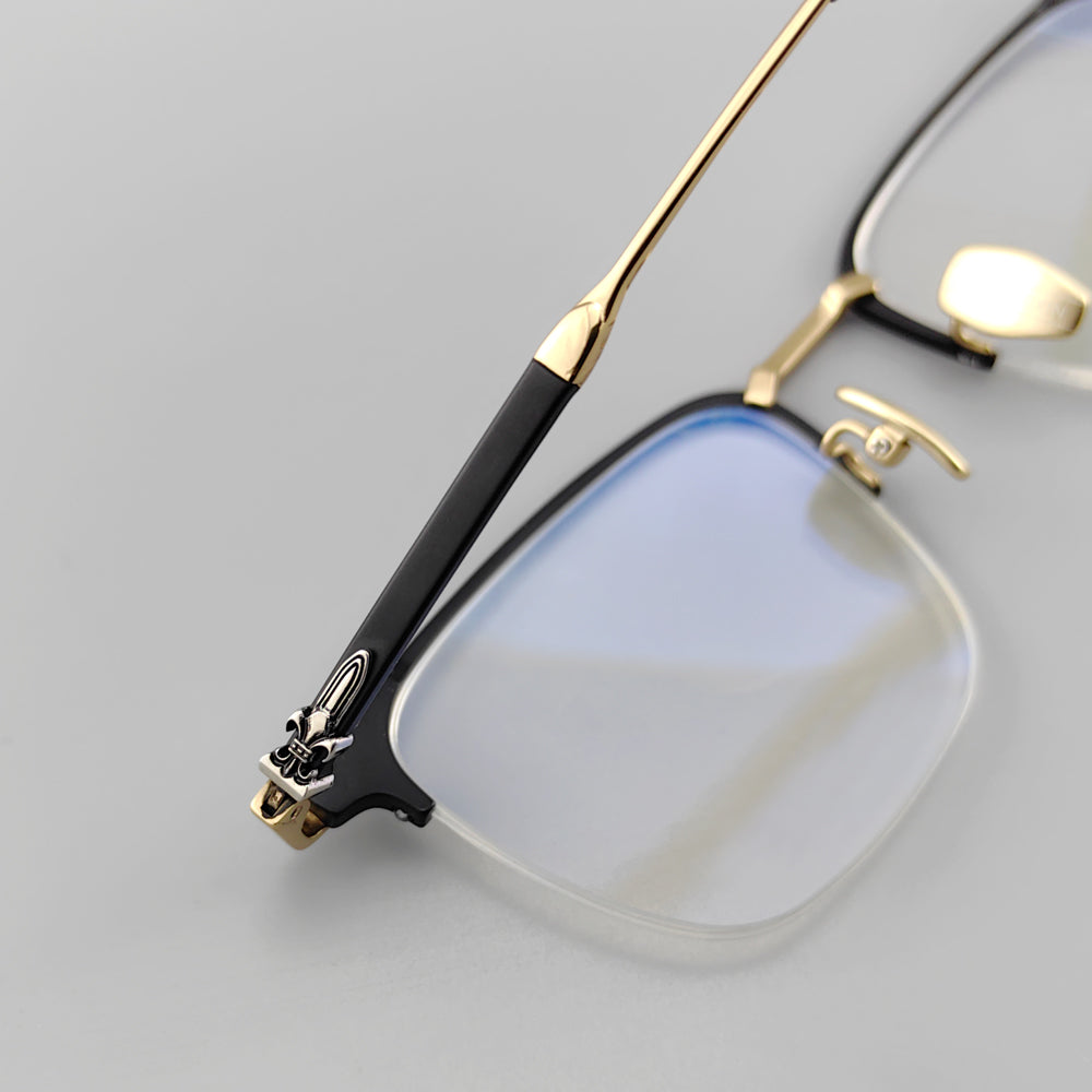 Black & Gold Browline Eyeglasses - EO-737