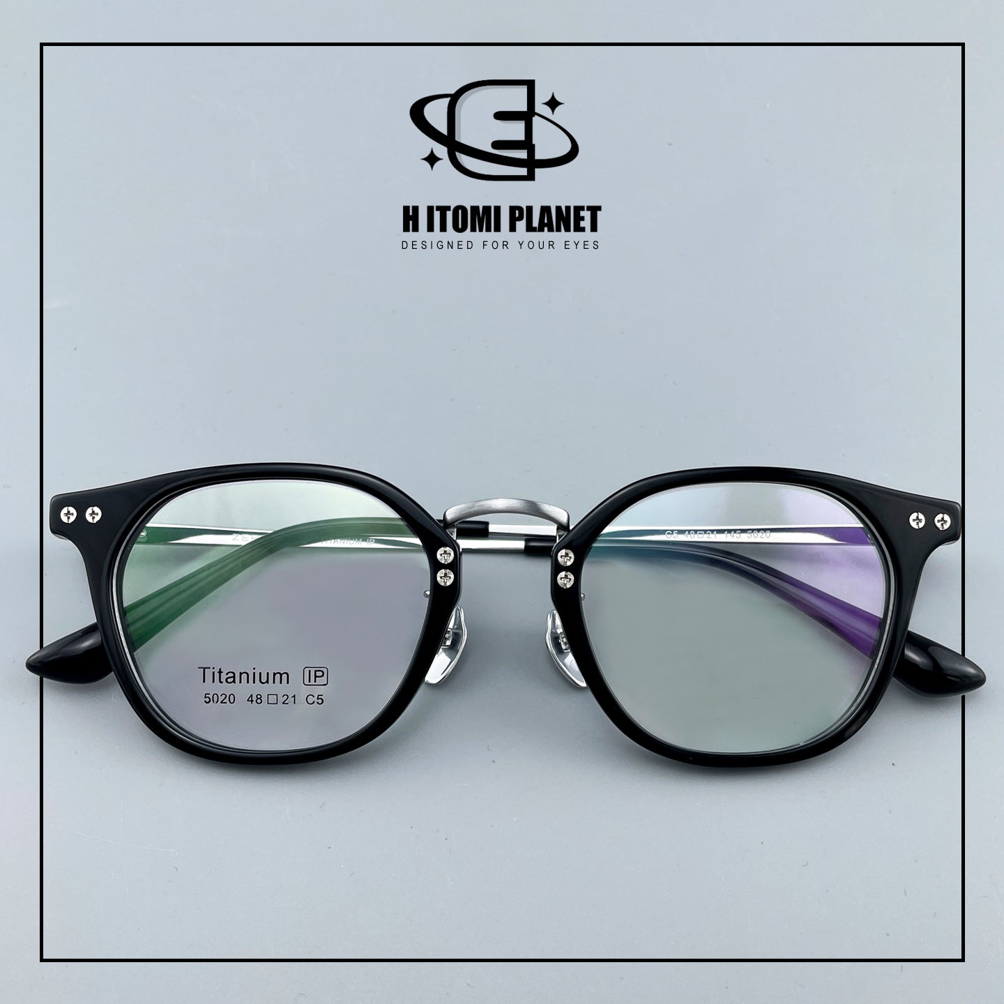Vintage Small Frame Acetate Glasses with Titanium Temples | Retro Round Optical Eyeglass Frame for High Prescription EO-5020