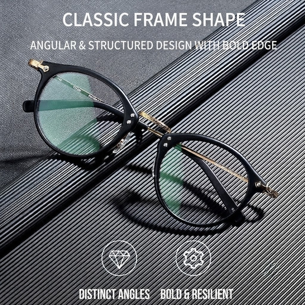 Japanese Vintage Round Glasses | Handmade Acetate & Pure Titanium Lightweight Prescription Eyewear 805