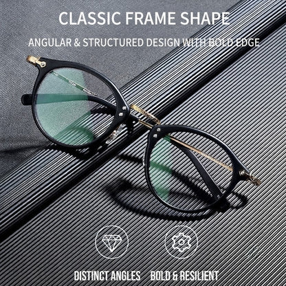 Japanese Vintage Round Glasses | Handmade Acetate & Pure Titanium Lightweight Prescription Eyewear 805