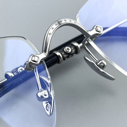 Chrome Hearts-Inspired Titanium Rimless Glasses | Retro Gothic-Style Rimless Frames for Men & Women