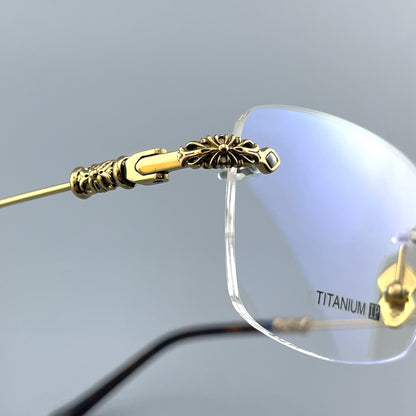 Chrome Hearts-Inspired Titanium Rimless Glasses | Retro Gothic-Style Rimless Frames for Men & Women