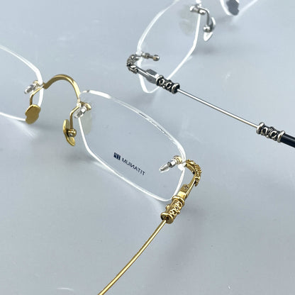Chrome Hearts-Inspired Titanium Rimless Glasses | Retro Gothic-Style Rimless Frames for Men & Women