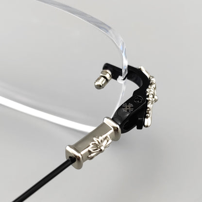 Chrome Hearts Style Pills iii Titanium Rimless Glasses | Lightweight Square Frames for Men