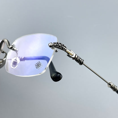 Chrome Hearts-Inspired Titanium Rimless Glasses | Retro Gothic-Style Rimless Frames for Men & Women