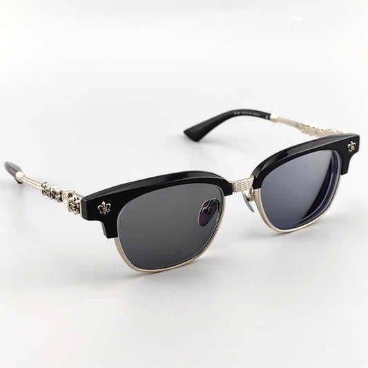 Limited Edition Handcrafted Browline Eyeglass Frame | Gothic Carved Acetate – CH8224