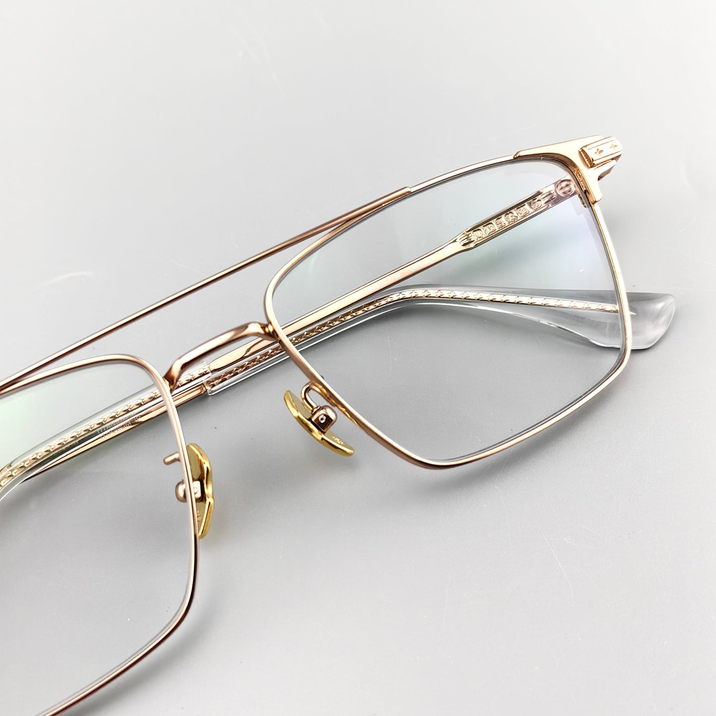 Chrome Hearts-Style Double Bridge Titanium Glasses Square Eyeglasses Lightweight Full Rim Prescription Frame CH5401