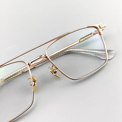 Chrome Hearts-Style Double Bridge Titanium Glasses Square Eyeglasses Lightweight Full Rim Prescription Frame CH5401