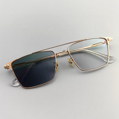 Chrome Hearts-Style Double Bridge Titanium Glasses Square Eyeglasses Lightweight Full Rim Prescription Frame CH5401
