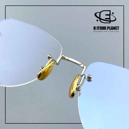 Gothic Vintage Rimless Titanium Glasses with Holy Dagger Detail &amp; 54mm Lenses — EO-698