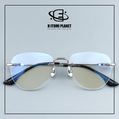 Gothic Vintage Rimless Titanium Glasses with Holy Dagger Detail &amp; 54mm Lenses — EO-698