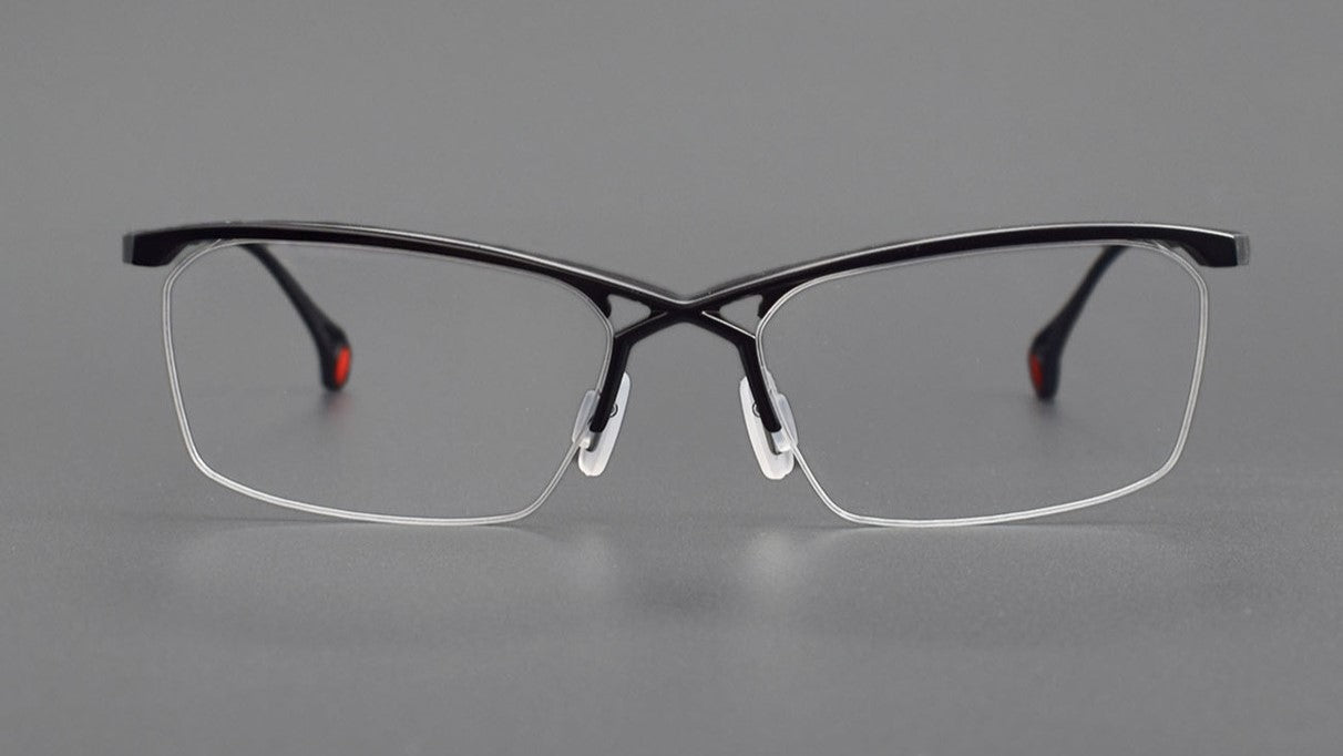 ZY-222 Okuyama Same Style Titanium Semi-Rimless Glasses – Lightweight Business Eyewear with Hollow Design, Half Frame Prescription Ready