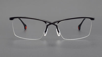 ZY-222 Okuyama Same Style Titanium Semi-Rimless Glasses – Lightweight Business Eyewear with Hollow Design, Half Frame Prescription Ready