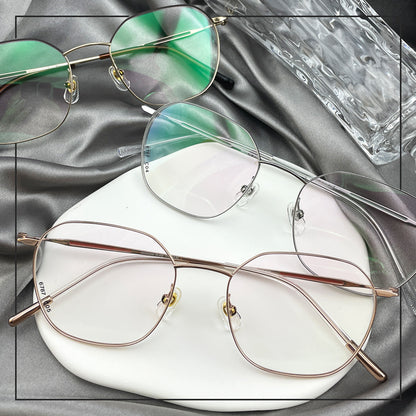 Ultra-Light Titanium Women’s Eyeglasses | Pure Titanium Geometric Full-Rim Frame | Designer Lightweight Optical Glasses for High Prescription - EO-6787