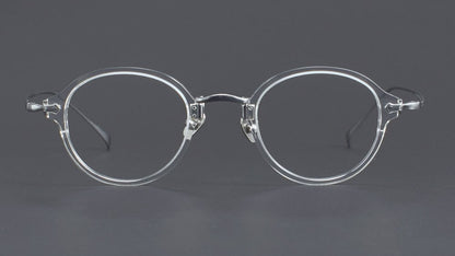 KameManNen Style KMN182 Round Titanium Eyeglasses | Japanese Retro Small Frame Acetate & Pure Titanium Glasses | High Prescription Full Rim Eyewear for Men & Women
