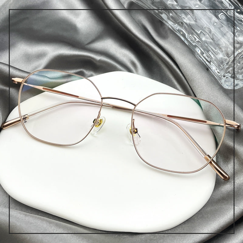 Ultra-Light Titanium Women’s Eyeglasses | Pure Titanium Geometric Full-Rim Frame | Designer Lightweight Optical Glasses for High Prescription - EO-6787