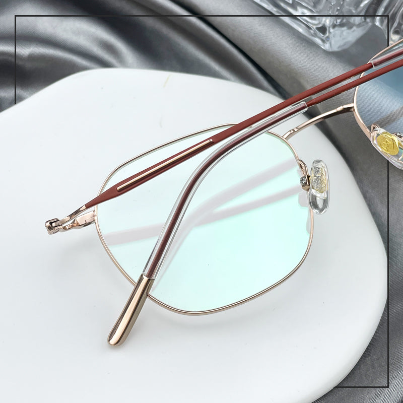 Ultra-Light Titanium Women’s Eyeglasses | Pure Titanium Geometric Full-Rim Frame | Designer Lightweight Optical Glasses for High Prescription - EO-6787