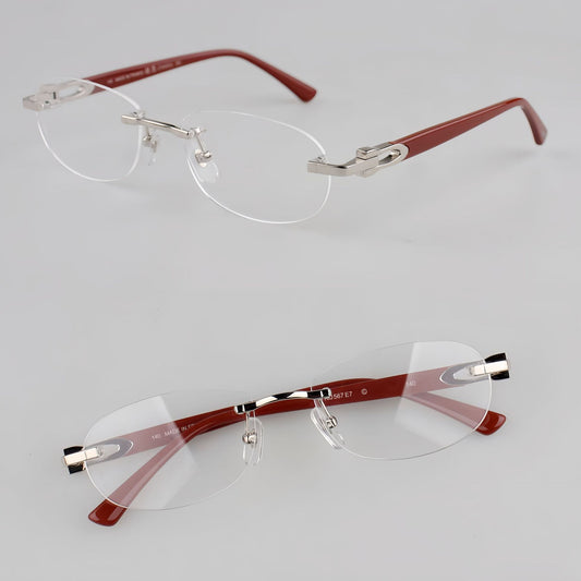 Cartier-Style Pure Titanium Oval Rimless Glasses Designer Vintage Optical Frame for Men & Women – CT0455OJ