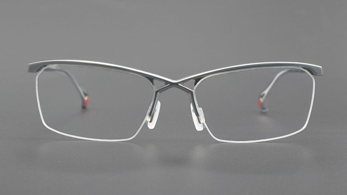 ZY-222 Okuyama Same Style Titanium Semi-Rimless Glasses – Lightweight Business Eyewear with Hollow Design, Half Frame Prescription Ready