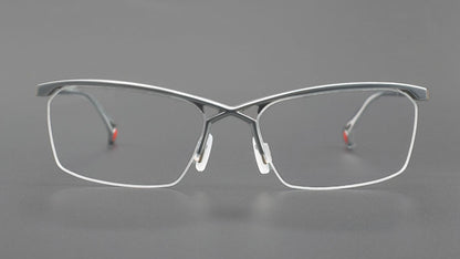 ZY-222 Okuyama Same Style Titanium Semi-Rimless Glasses – Lightweight Business Eyewear with Hollow Design, Half Frame Prescription Ready