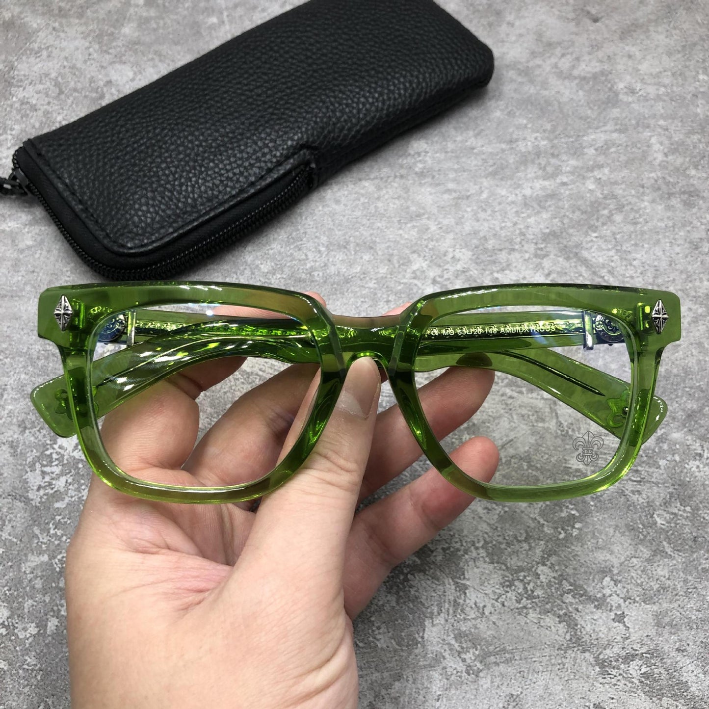 Chrome Hearts-Style Oversized Square Acetate Eyeglasses – Designer Full Rim Gothic Cross Optical Frame AMBIDXTROUS