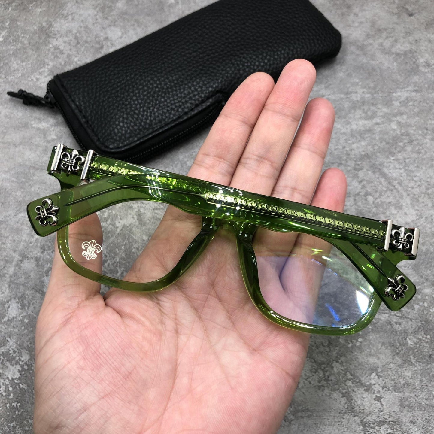 Chrome Hearts-Style Oversized Square Acetate Eyeglasses – Designer Full Rim Gothic Cross Optical Frame AMBIDXTROUS