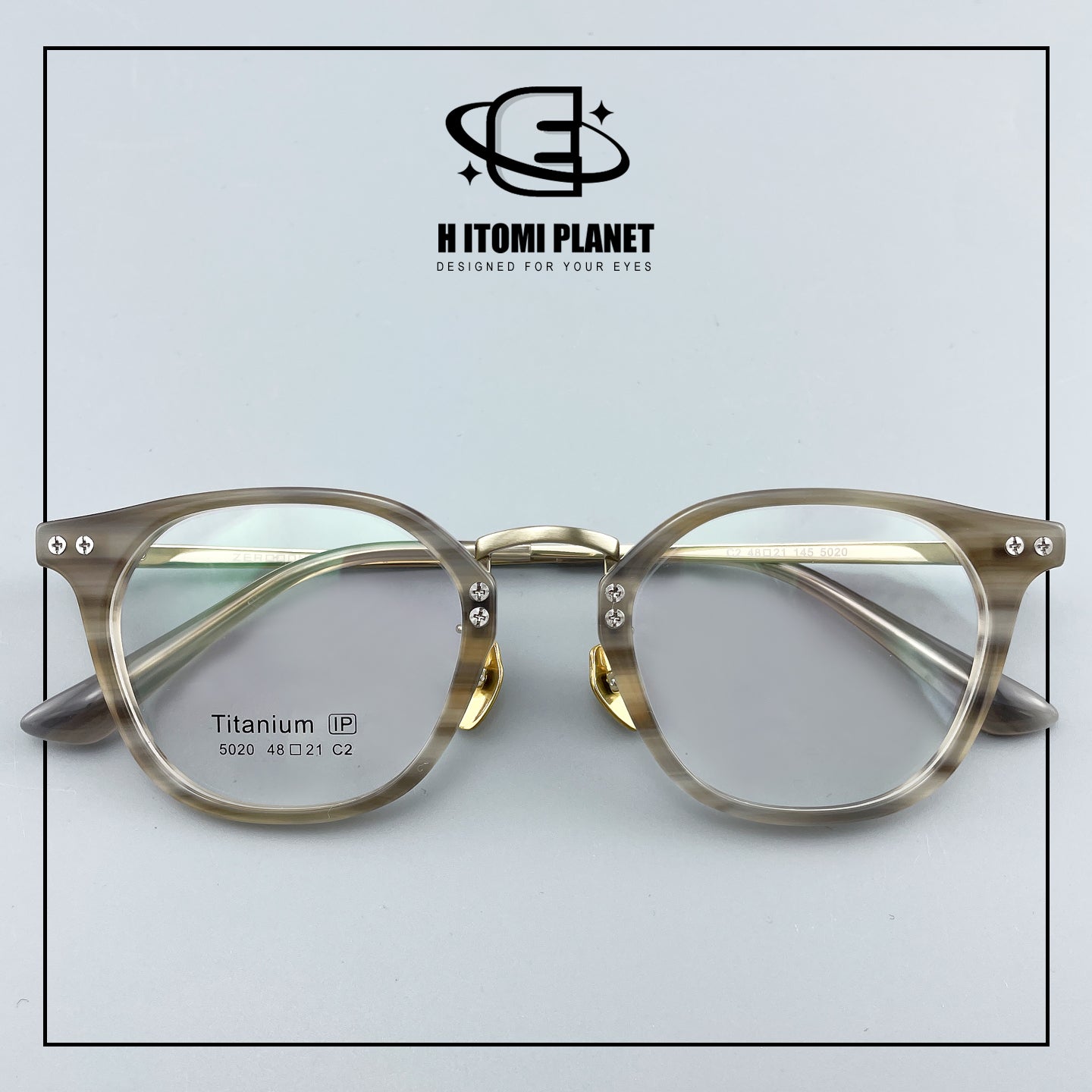 Vintage Small Frame Acetate Glasses with Titanium Temples | Retro Round Optical Eyeglass Frame for High Prescription EO-5020
