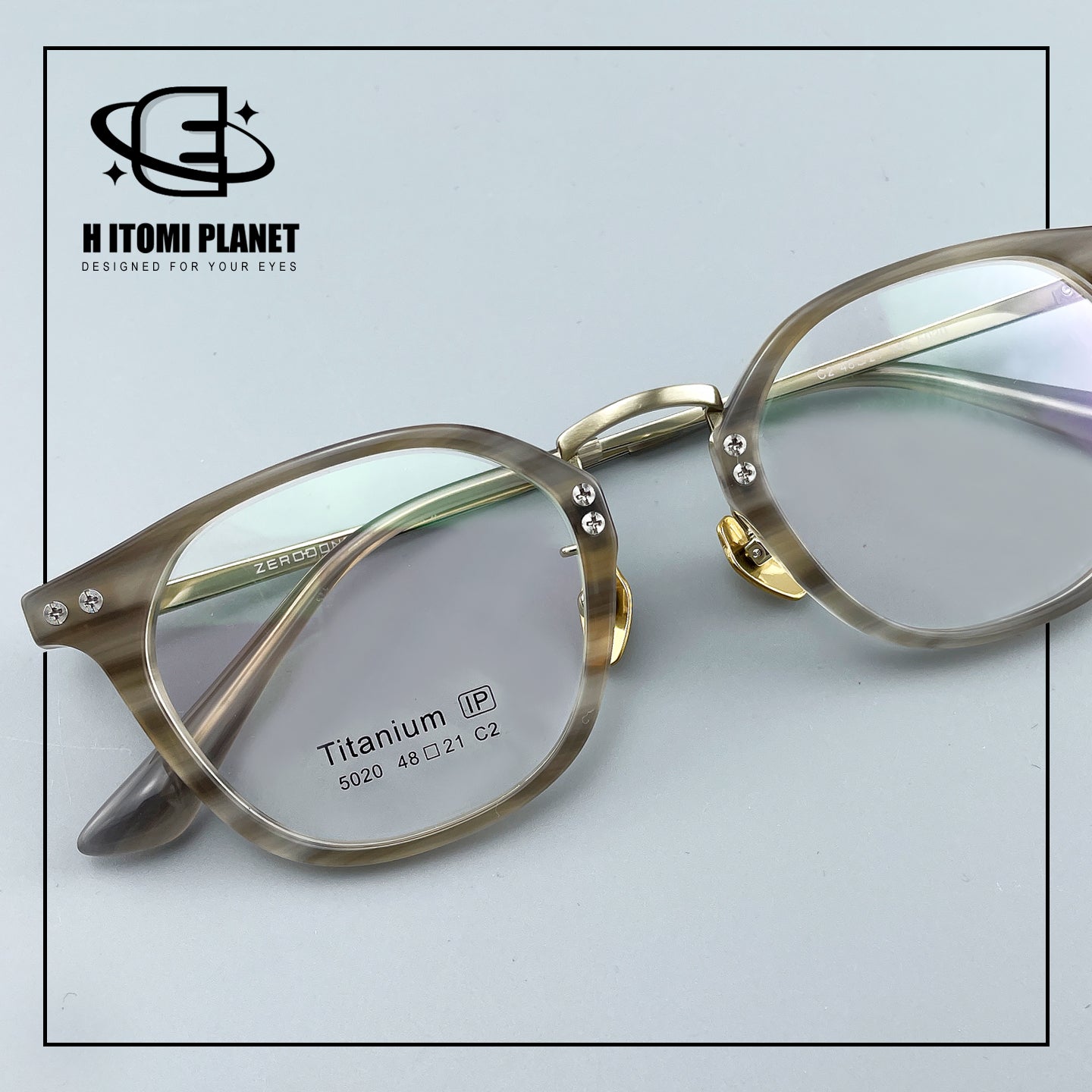 Vintage Small Frame Acetate Glasses with Titanium Temples | Retro Round Optical Eyeglass Frame for High Prescription EO-5020