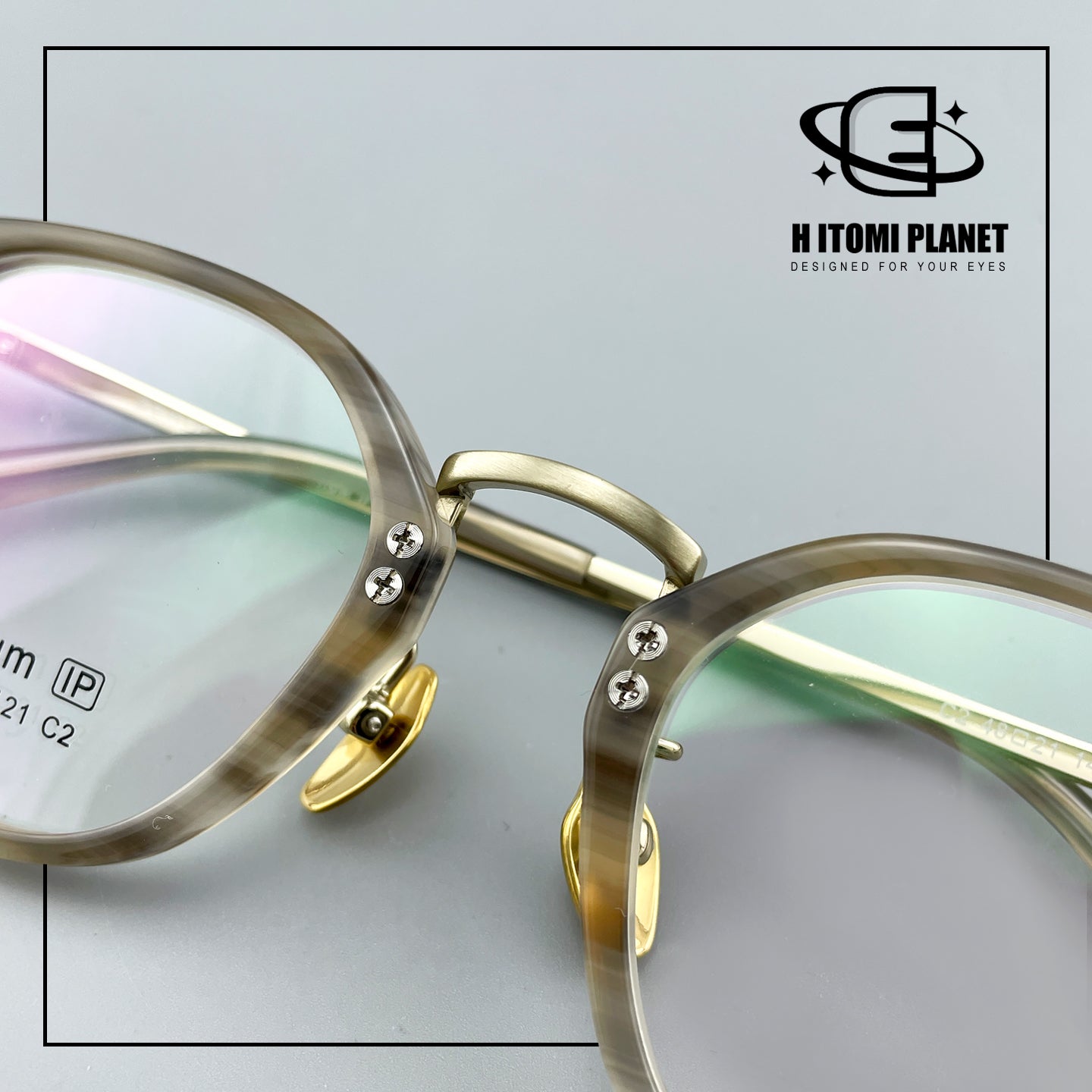 Vintage Small Frame Acetate Glasses with Titanium Temples | Retro Round Optical Eyeglass Frame for High Prescription EO-5020