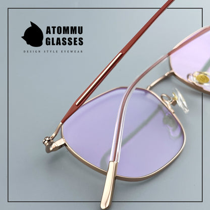 Ultra-Light Titanium Women’s Eyeglasses | Pure Titanium Geometric Full-Rim Frame | Designer Lightweight Optical Glasses for High Prescription - EO-6787