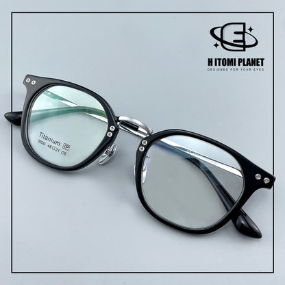 Vintage Small Frame Acetate Glasses with Titanium Temples | Retro Round Optical Eyeglass Frame for High Prescription EO-5020