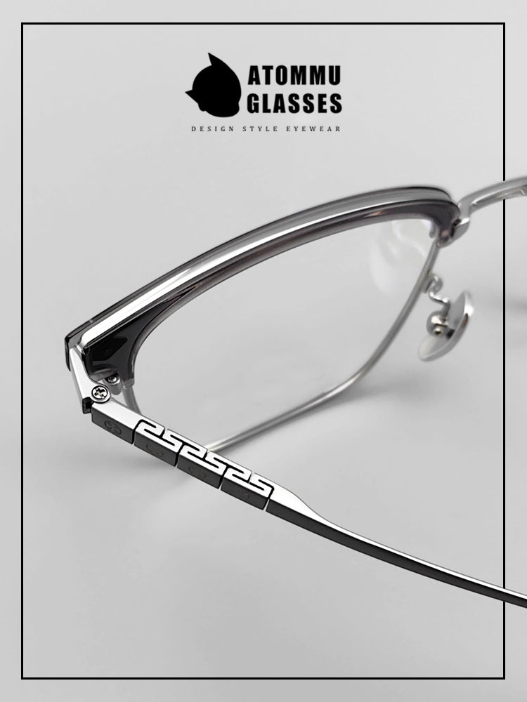 Classic Titanium Browline Eyeglasses: Precision Craftsmanship with Accordion-style Temple Arms - EO-722