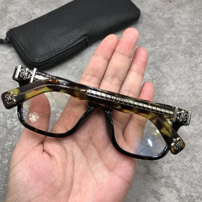 Chrome Hearts-Style Oversized Square Acetate Eyeglasses – Designer Full Rim Gothic Cross Optical Frame AMBIDXTROUS