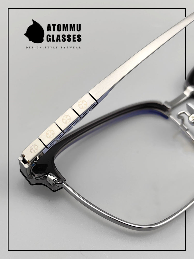 Classic Titanium Browline Eyeglasses: Precision Craftsmanship with Accordion-style Temple Arms - EO-722
