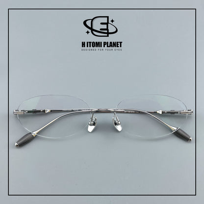 Old Money Style Pure Titanium Oval Rimless Glasses | Designer Minimalist Optical Frame for Prescription & Photochromic Lenses EO-890