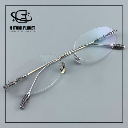 Old Money Style Pure Titanium Oval Rimless Glasses | Designer Minimalist Optical Frame for Prescription & Photochromic Lenses EO-890