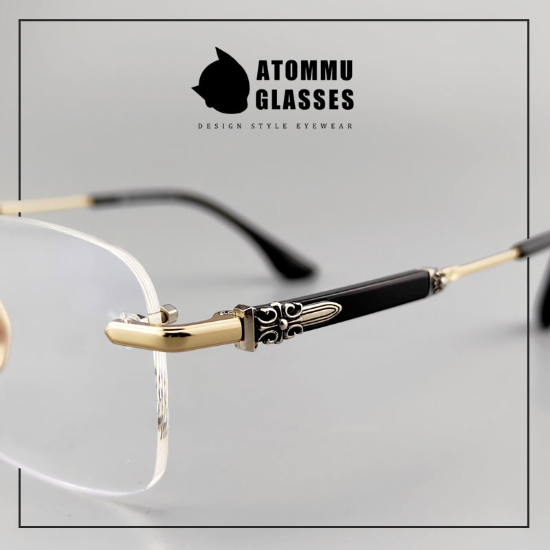 Chrome Hearts Style Frameless Glasses for Business | Titanium and Acetate Blend Frame - EO-699