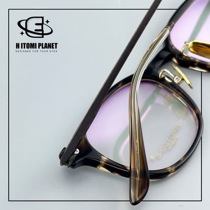 Vintage Panto Titanium & Acetate Eyeglasses | Designer Pear Shape Optical Frame for High Prescription Lenses EO-5022