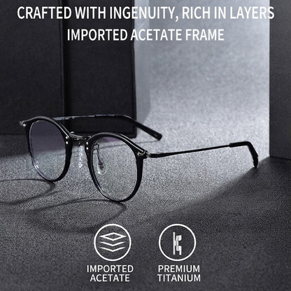 Japanese Vintage Round Glasses | Handmade Acetate & Pure Titanium Lightweight Prescription Eyewear 805