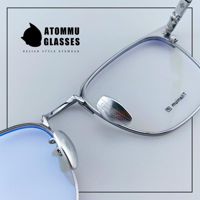 Premium Browline Titanium Eyeglasses: Browline Design with Accordion-style Temple Arms - EO-622