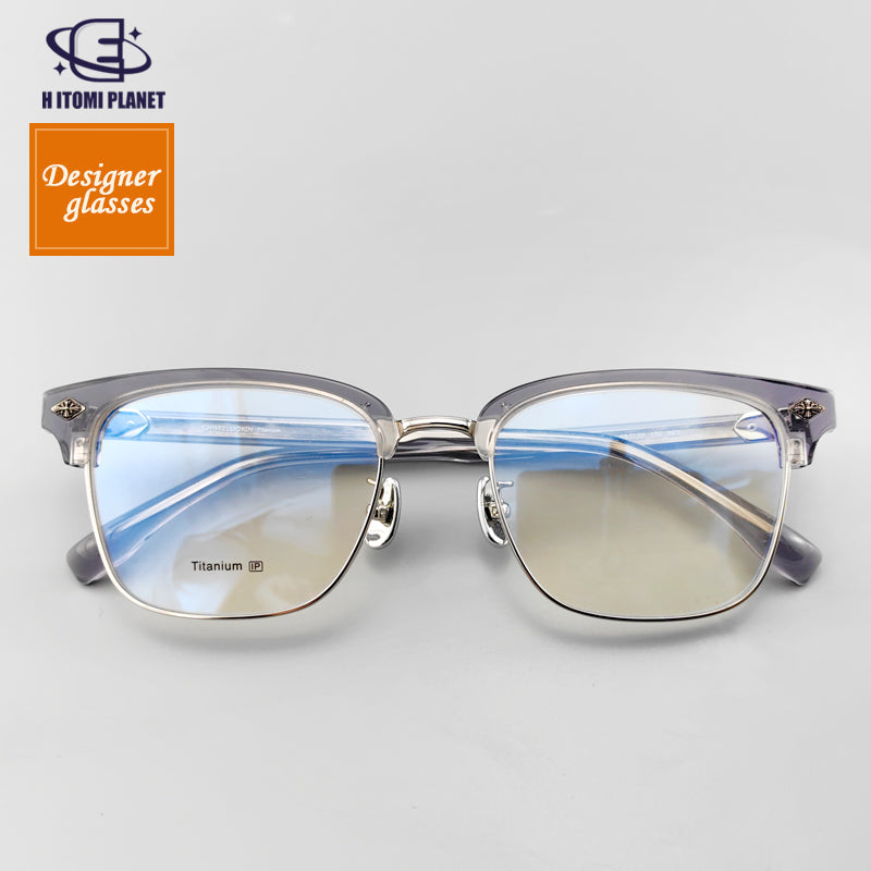 透明灰板纯钛眼镜框EO-732