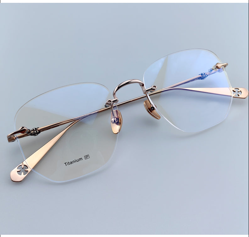 Chrome Hearts 风格无框眼镜 |轻质钛框架 |多边形镜片 - EO-695 