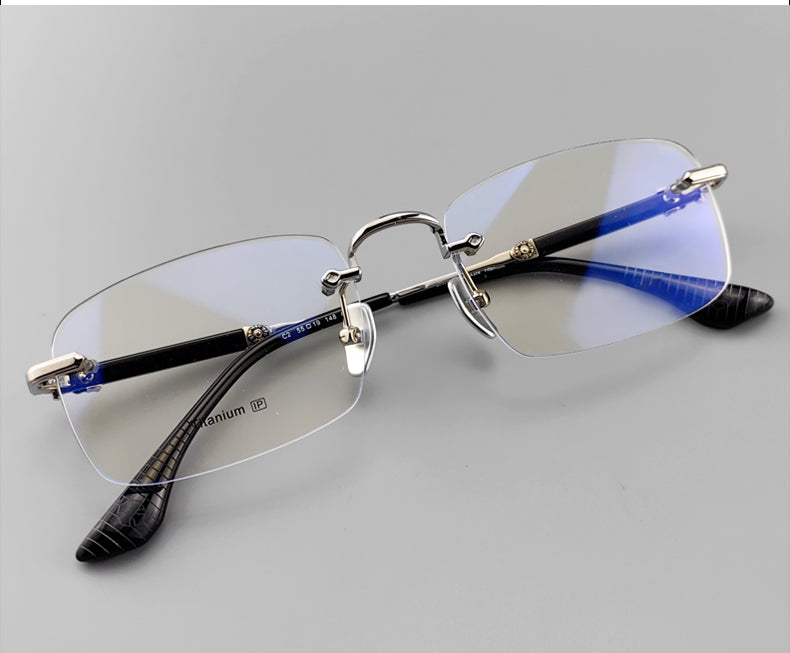 Chrome Hearts 风格商务无框眼镜 |钛和醋酸纤维混合镜框 - EO-699 