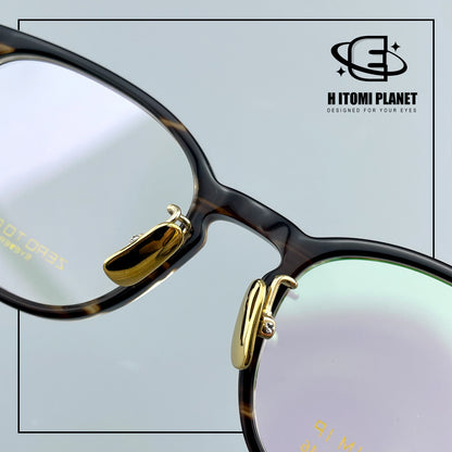 Vintage Panto Titanium & Acetate Eyeglasses | Designer Pear Shape Optical Frame for High Prescription Lenses EO-5022