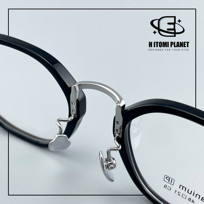 Vintage Small Frame Acetate Glasses with Titanium Temples | Retro Round Optical Eyeglass Frame for High Prescription EO-5020